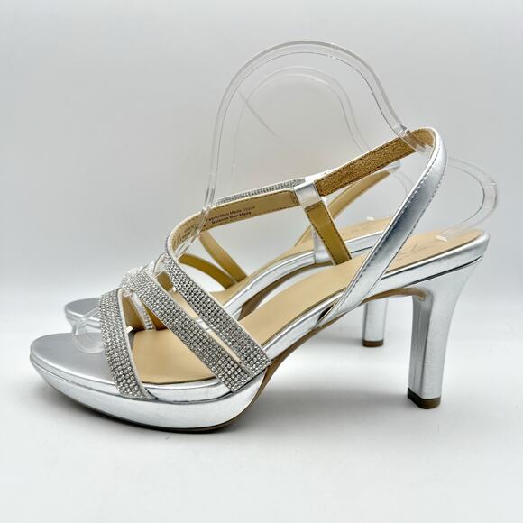 Naturalizer Womens Brenta2 Platform Heel Sandal US 9.5 M EU 40.5 Silver NWOB - Picture 9 of 14